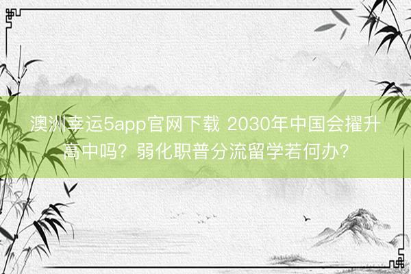 澳洲幸運5app官網下載 2030年中國會擢升高中嗎？弱化職普分流留學若何辦？