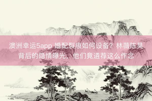 澳洲幸運5app 婚配裂痕如何設備?林薇陳昊背后的隱情曝光,他們竟遴薦這么作念