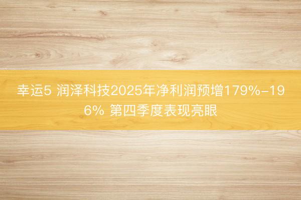 幸運(yùn)5 潤澤科技2025年凈利潤預(yù)增179%-196% 第四季度表現(xiàn)亮眼